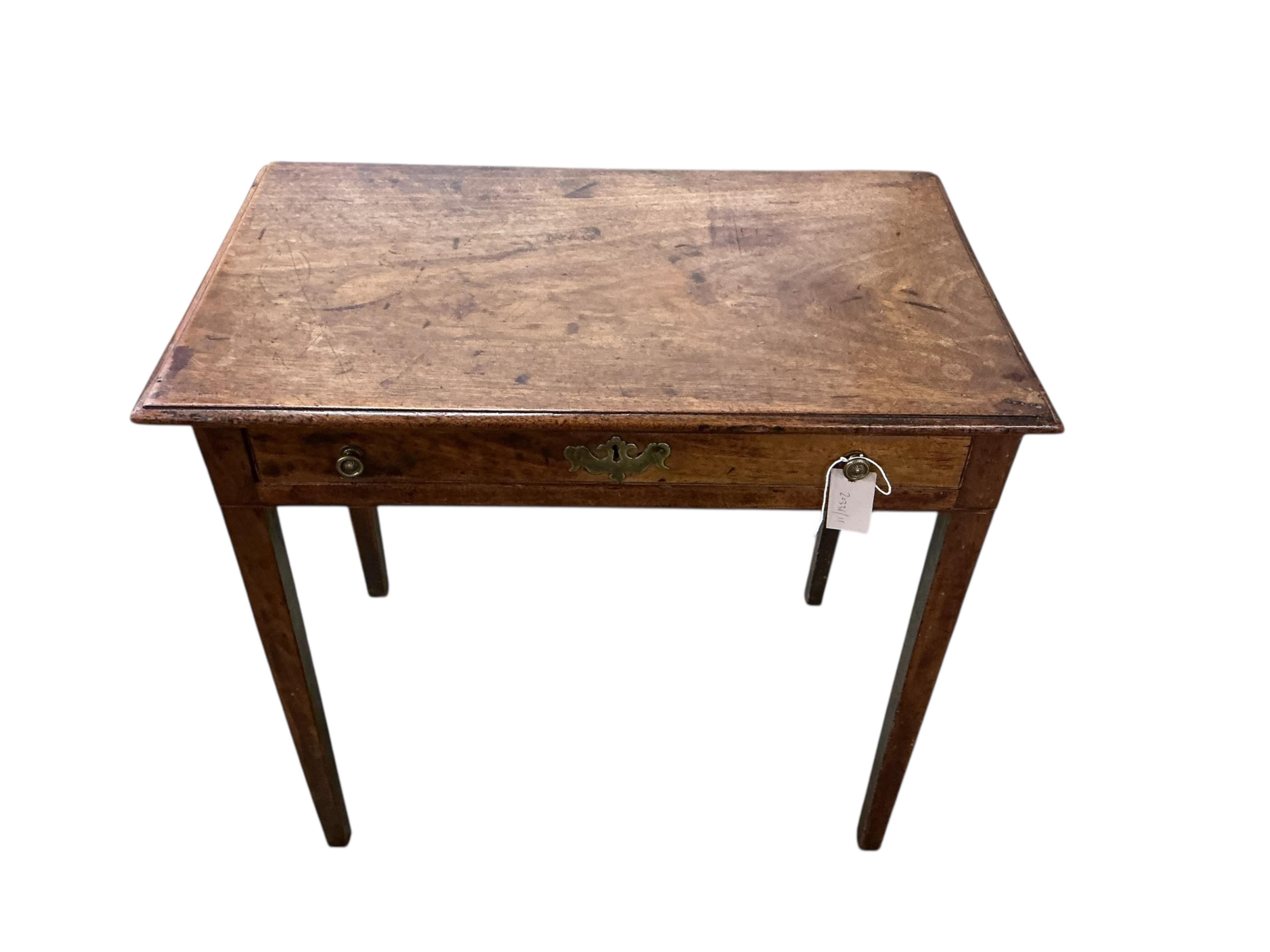 A small George III rectangular mahogany side table, width 68cm, depth 40cm, height 84cm